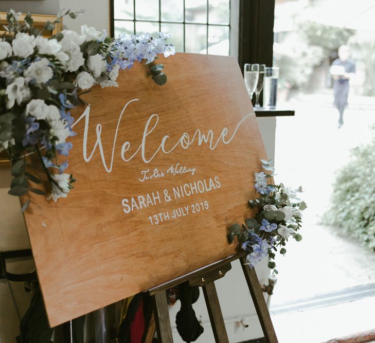 Homemade wedding sign  with flower decor