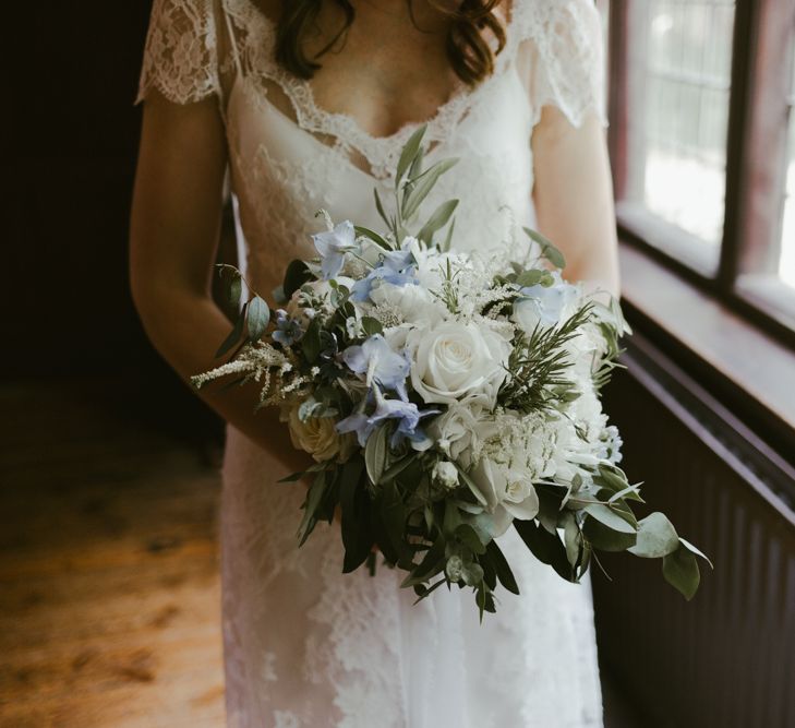 White wedding flower bouquet for bride