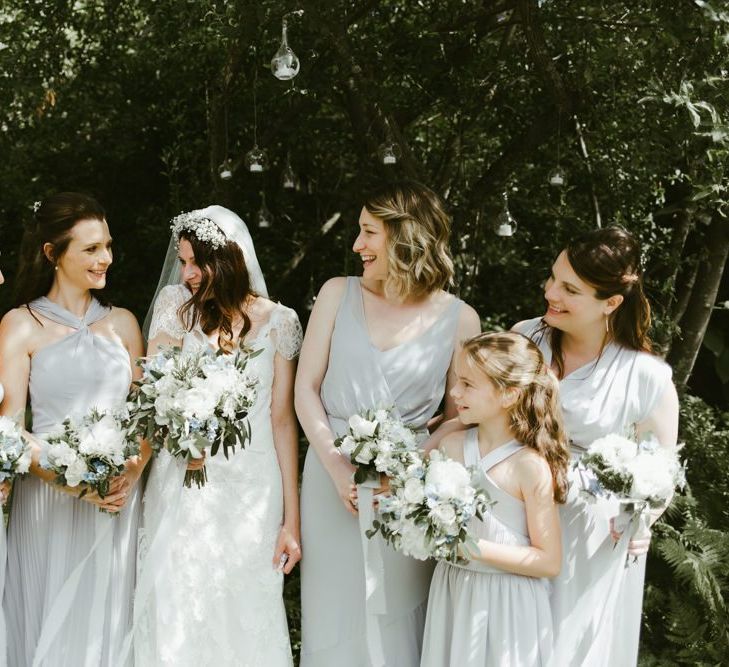 Powder blue bridesmaid dresses at Ramster Hall wedding