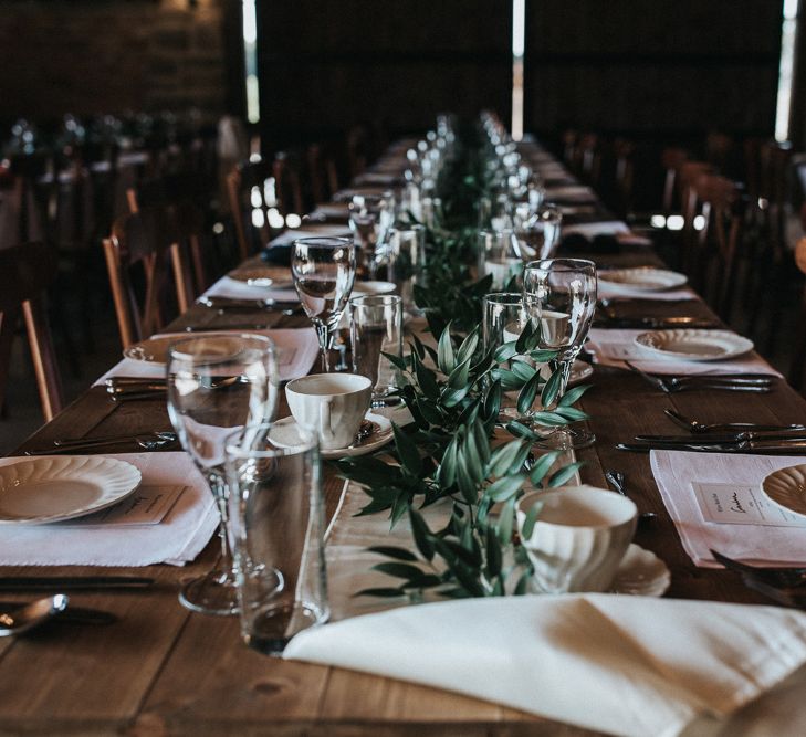 Elegant Table Decor with Greenery Table Runner