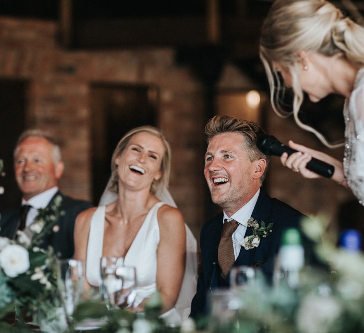 Bridesmaid Speech with Bride and Groom Laughing