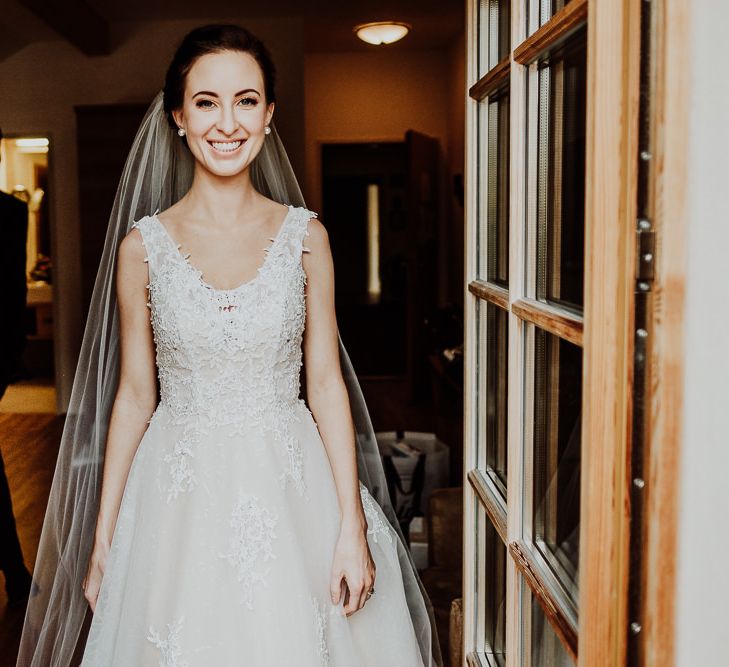 Beautiful Bride in Embellished Bodice Wedding Dress