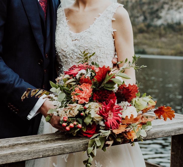 Red and Orange Flower Wedding Bouquet