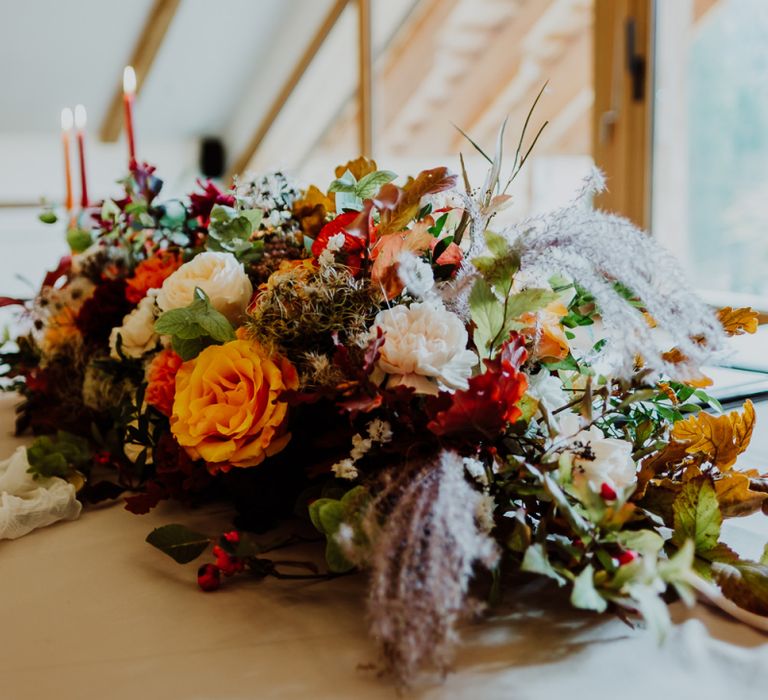 Autumnal Wedding Flowers including Red and Orange Flowers