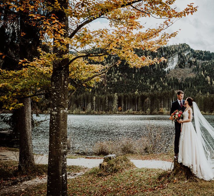 Bride and Groom Portrait by the Waters Edge