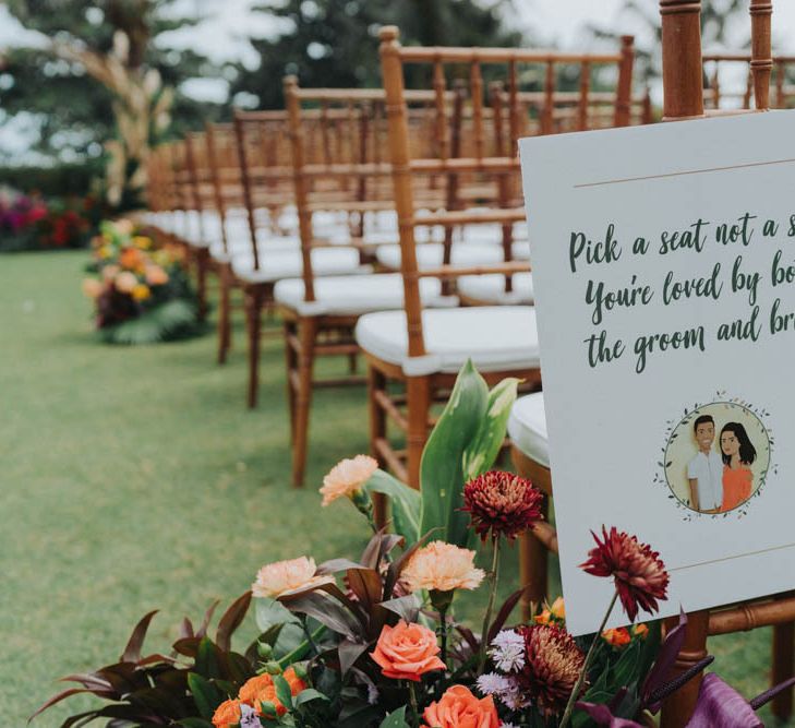 Wedding sign for ceremony at Bali wedding venue