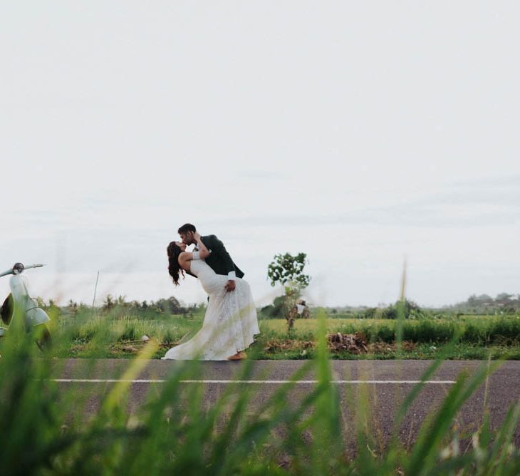 Bride and groom steal a moment