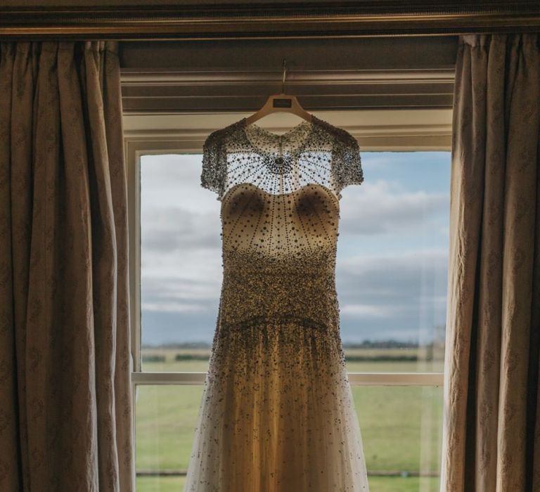 Embellished wedding dress for New Years Eve celebration