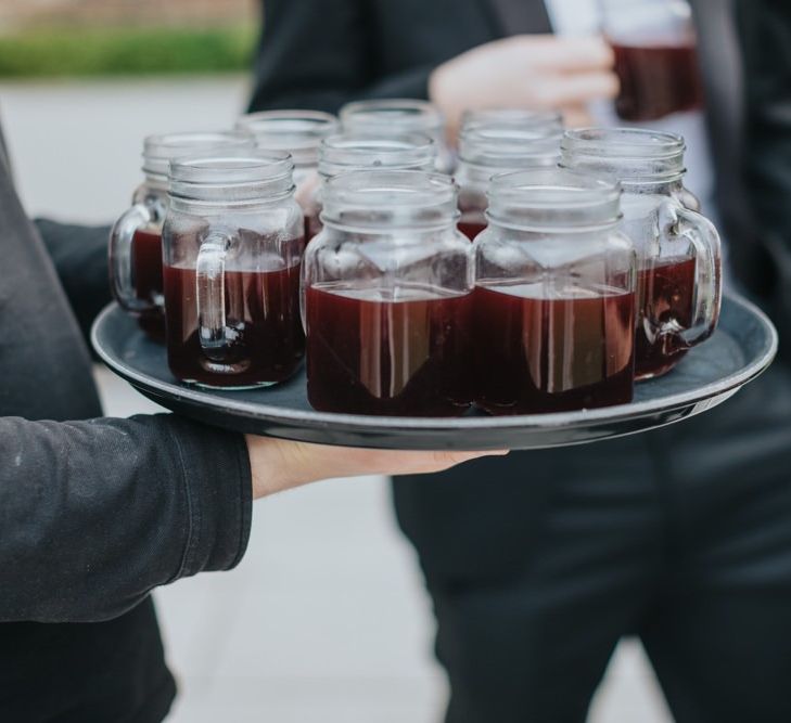 Mulled wine drinks reception for black tie winter  celebration