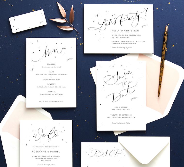 Papier Celestial Calligraphy Wedding Stationery Suite