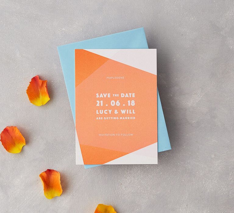 Wolf &amp; Ink Bright Colourful Orange Save The Date