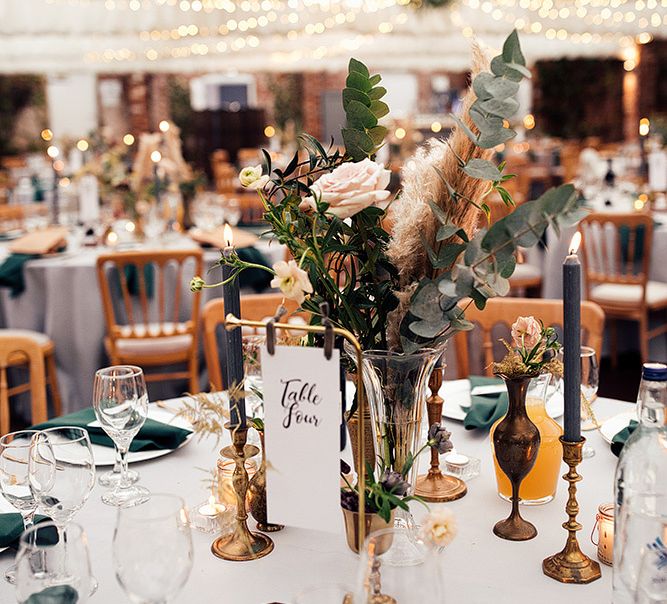 Eucalyptus and Pampas Grass Flower Stems in Vases