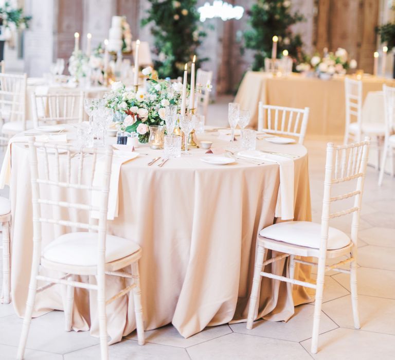 Romantic peach wedding reception at Deer Park Country House