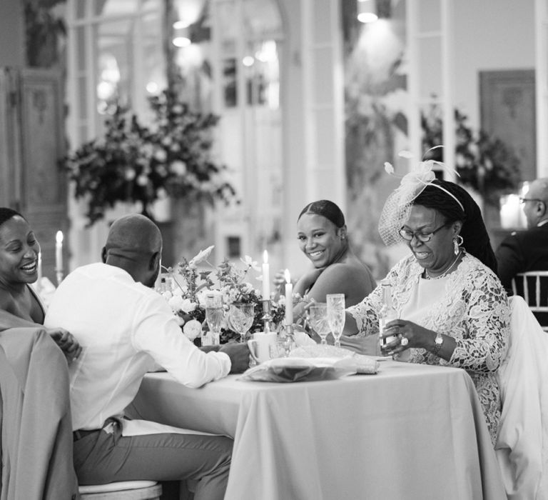 Wedding guests enjoying a socially distanced reception at Deer Park Country House