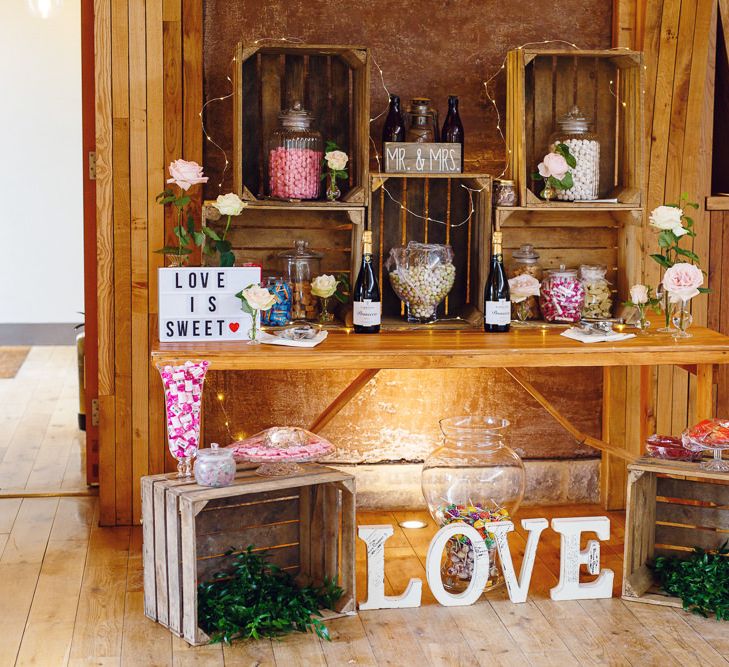 DIY Sweet Bar | Crates | LightBox | Peg Board Table Plan &amp; DIY Sweet Table for an Elmore Court Wedding | Mavric Photography