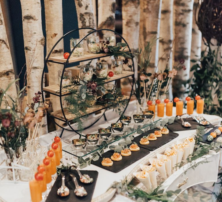 Vintage Dresser Cake Table | Geometric Wedding Decor &amp; Styling by Locate to Create at The Cherry Barn | Rebecca Carpenter Photography