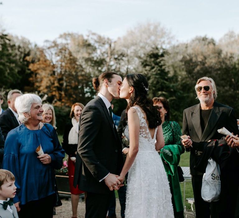 Bride and groom as newlyweds