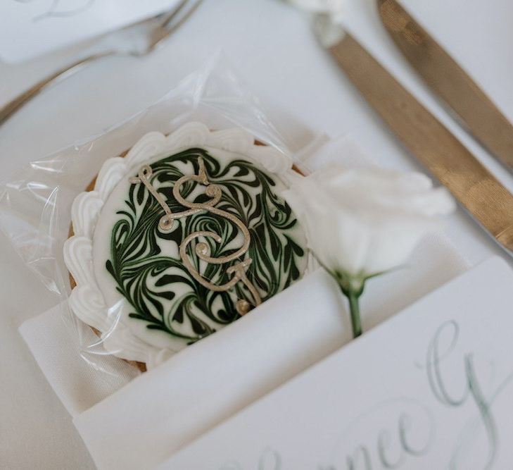 Handmade wedding favour biscuits