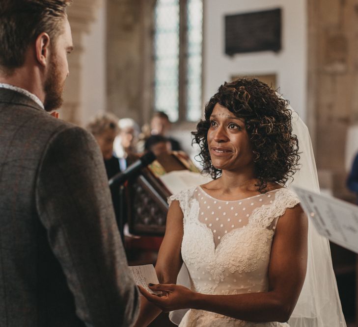 Emotional Bride During Church Wedding Ceremony Service