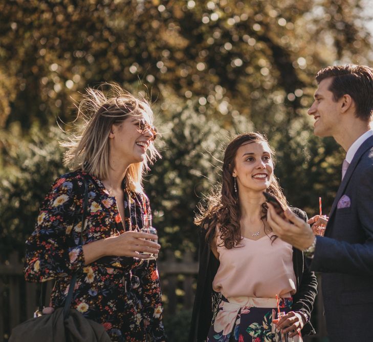 Wedding Guests Enjoying the Outdoor Drinks Reception