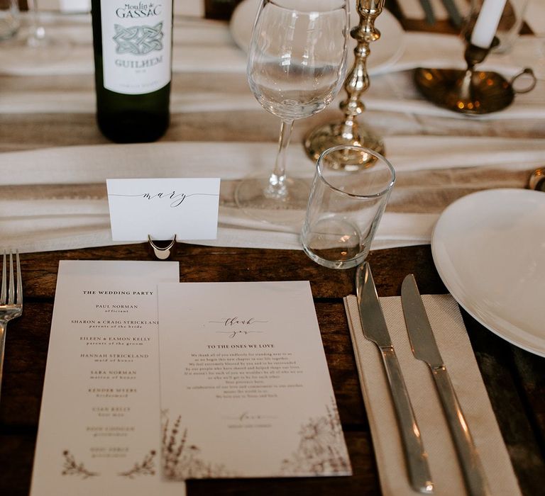 Wedding place setting