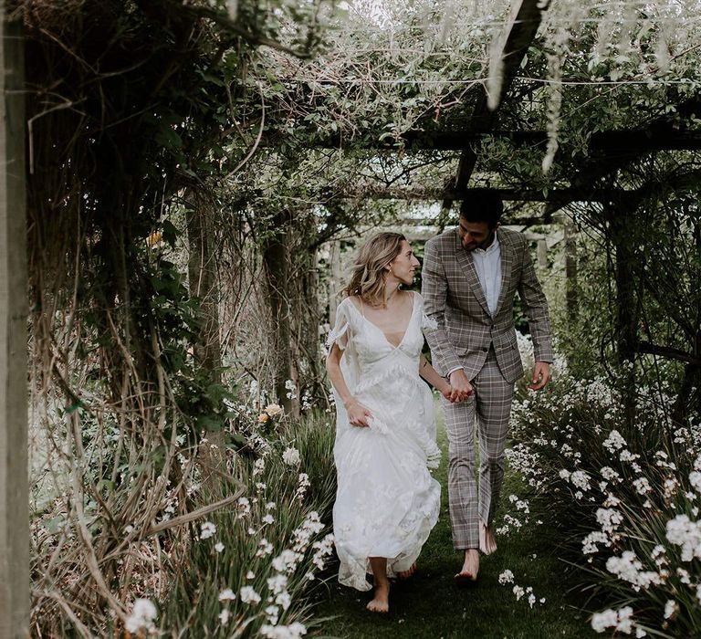 Bride and groom at micro wedding