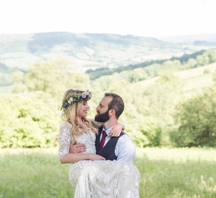 Sugar Loaf Barn Wedding // Pale Grey Off The Shoulder Bridesmaids Dresses Rewritten // Groom In Harris Tweed // Hog Roast Evening Buffet // Eleanor Jane Photography