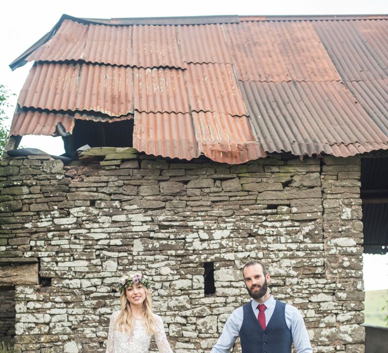 Sugar Loaf Barn Wedding // Pale Grey Off The Shoulder Bridesmaids Dresses Rewritten // Groom In Harris Tweed // Hog Roast Evening Buffet // Eleanor Jane Photography