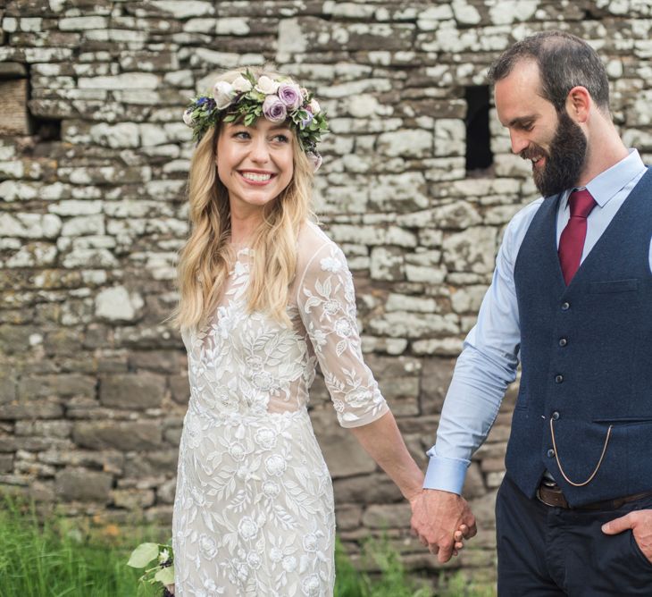 Sugar Loaf Barn Wedding // Pale Grey Off The Shoulder Bridesmaids Dresses Rewritten // Groom In Harris Tweed // Hog Roast Evening Buffet // Eleanor Jane Photography