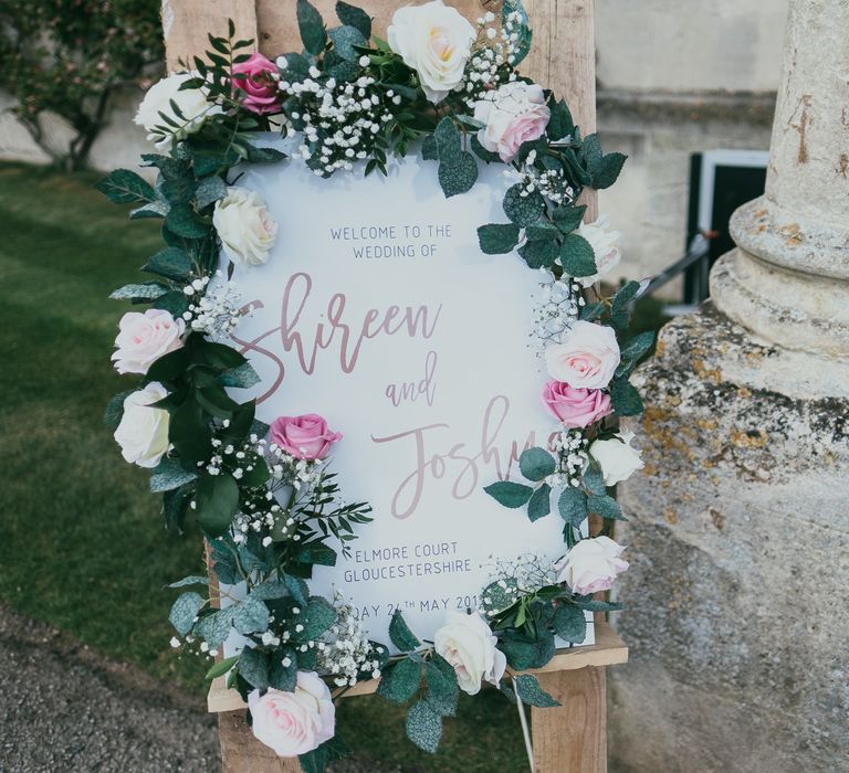 Wedding Welcome Sign with Floral Frame