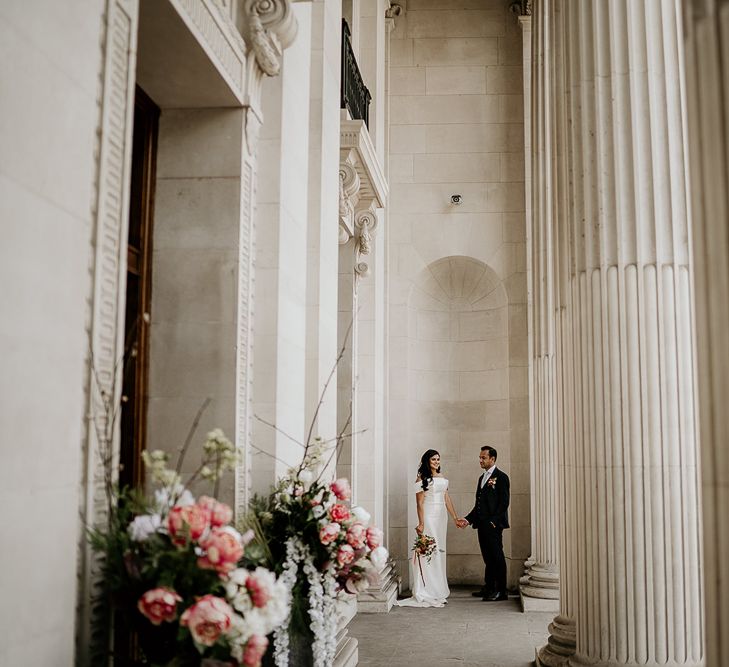 Bride and groom portraits by Elena Popa Photography at Old Marylebone Town Hall