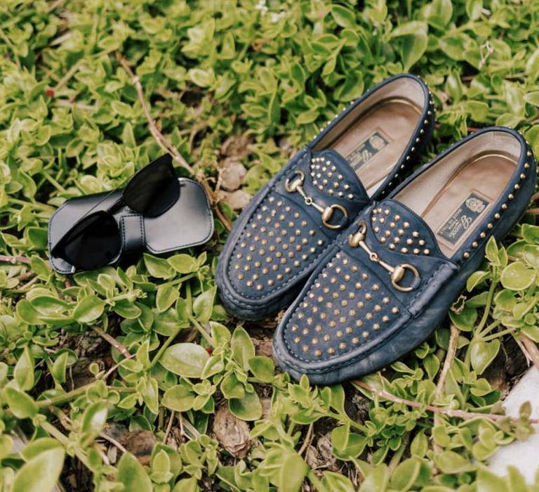 Grooms Loafers and Sunglasses Wedding Accessories