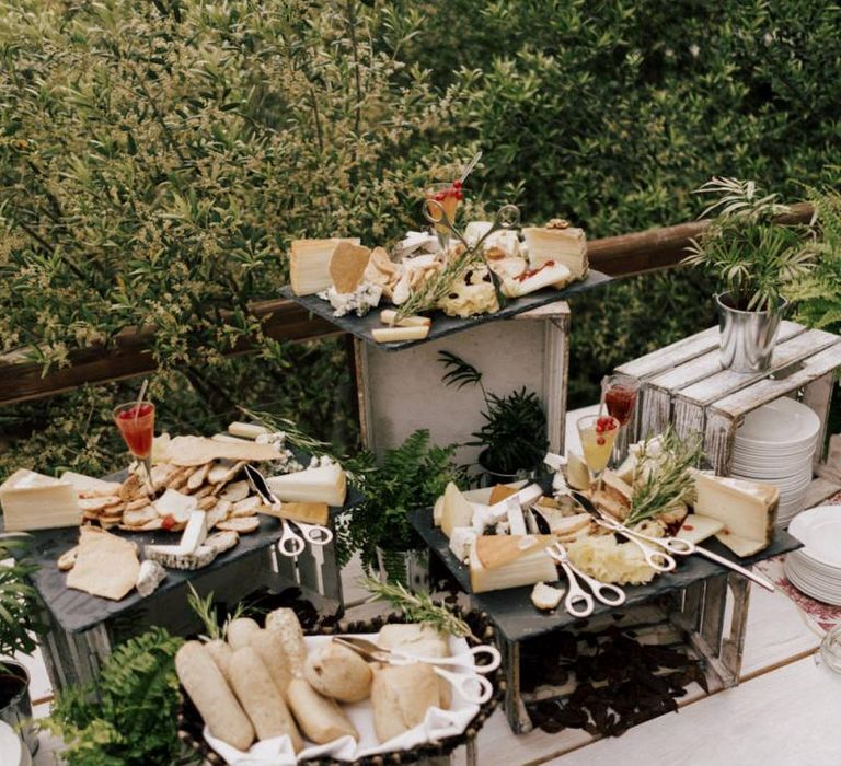 Rustic Cheese, Crackers and Bread Station