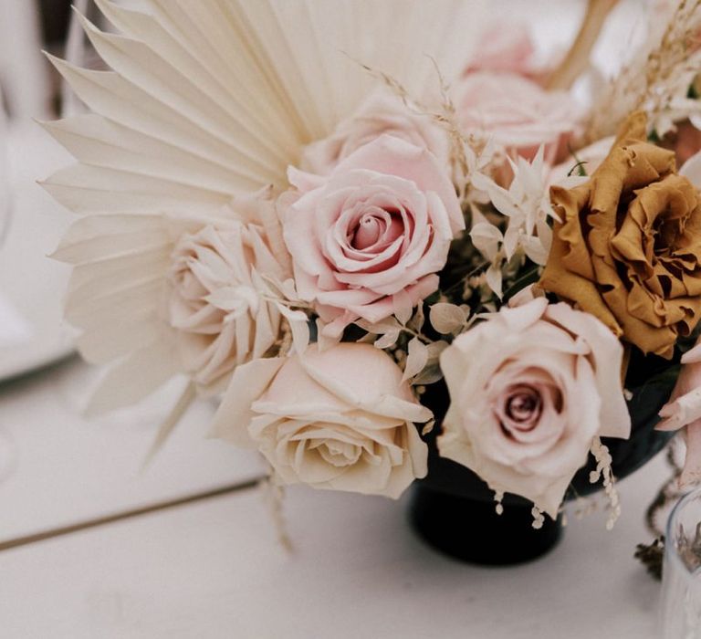 Blush Pink and Nude Wedding Flower Centrepiece