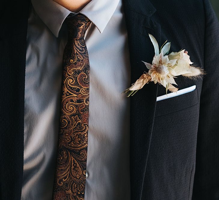 Neutral White and Cream Groom's Buttonhole