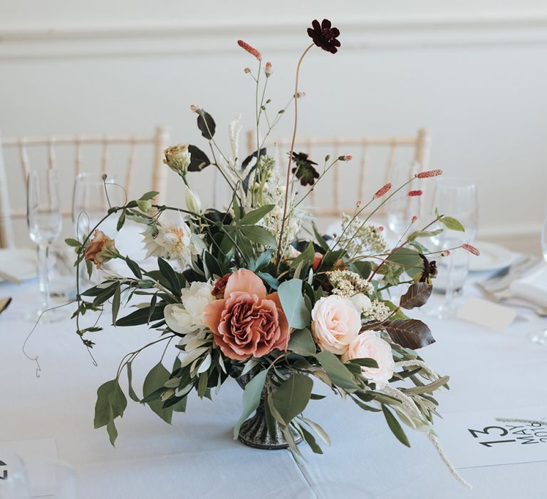 Elegant Floral Centrepiece with Neutral Wedding Flowers