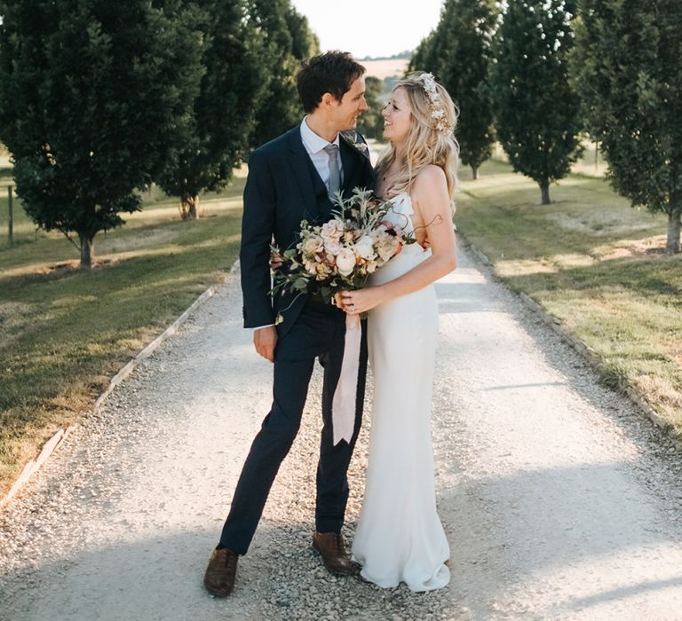 Bride and Groom Portrait at Pynes House, Devon