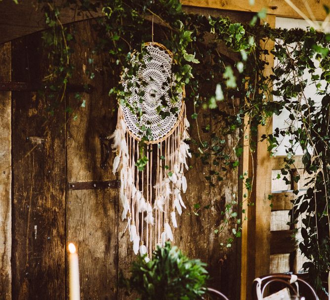 Dream Catcher Decor For Wedding Wedding Party In Sequinned Dresses // Image By Ed Godden Photography