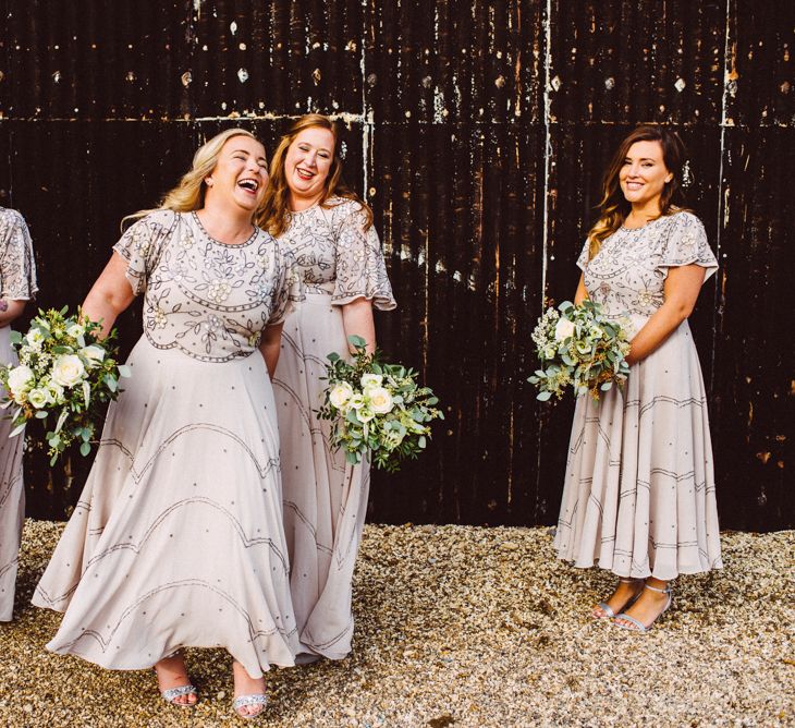 Wedding Party In Sequinned Dresses // Image By Ed Godden Photography