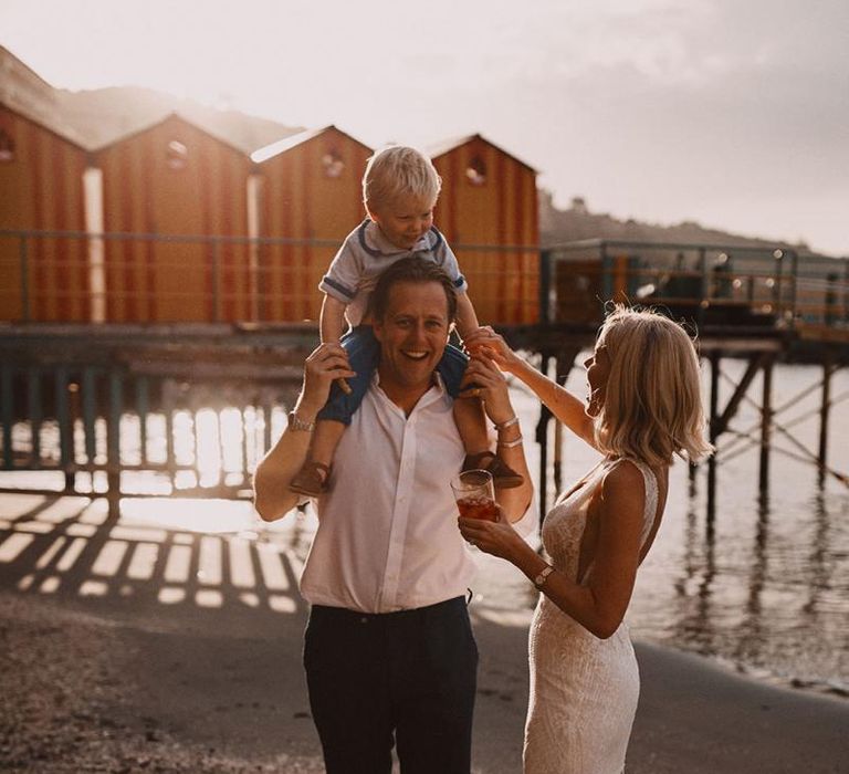 Family wedding portrait at Peters Beach Sorrento