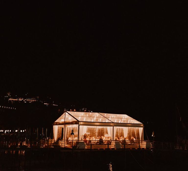 Wedding lighting at span marquee reception