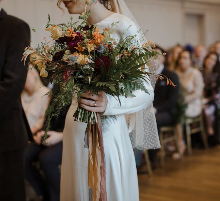 Autumnal Wedding Bouquet with Ribbons