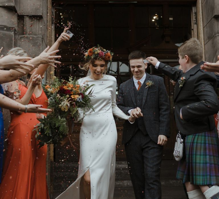 Bride and Groom Confetti Moment