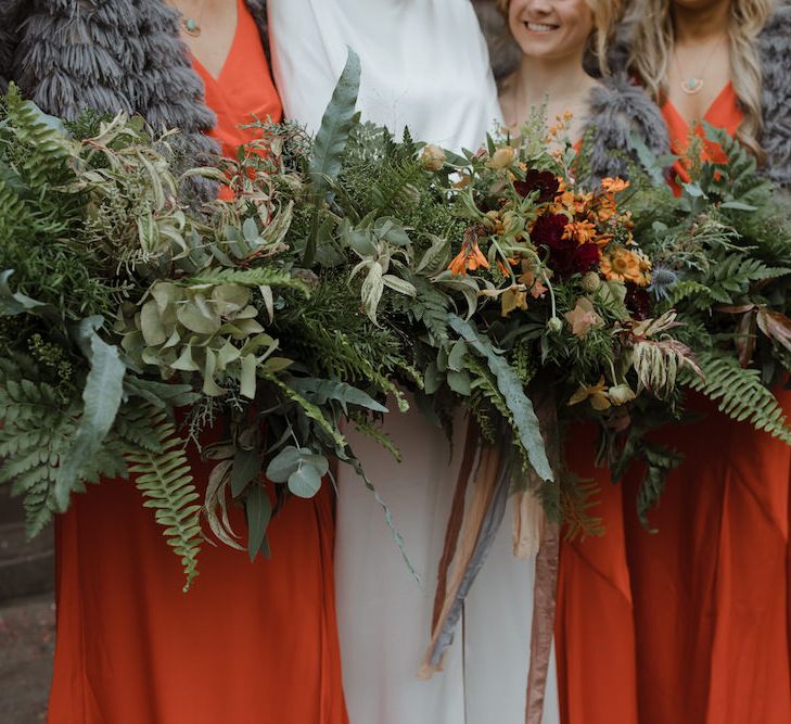 Wedding Bouquets with Foliage and Autumnal Florals