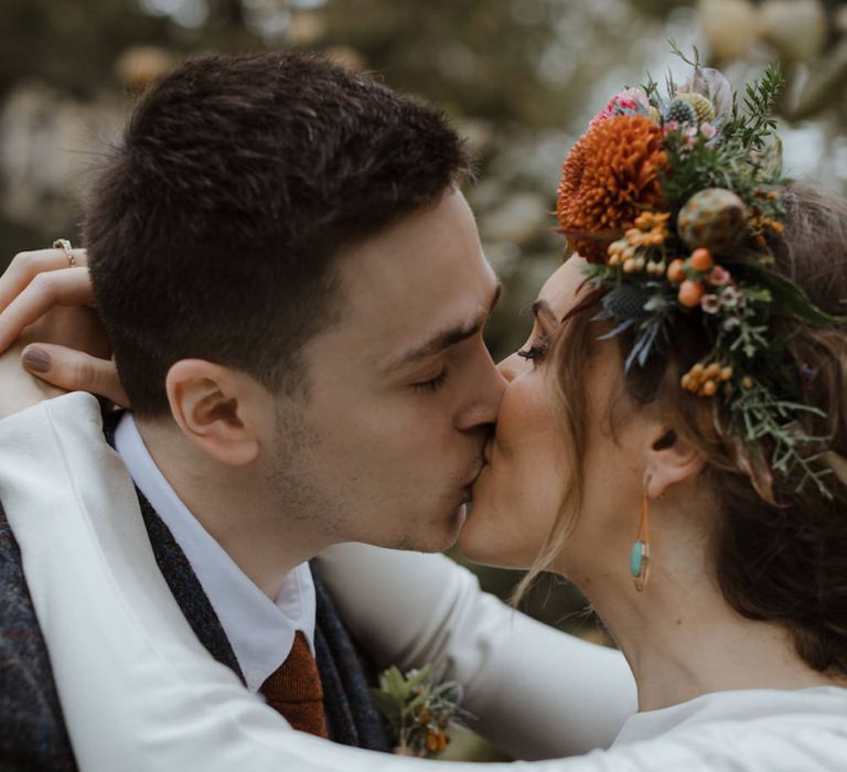 Bride and Groom Kissing