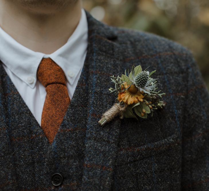 Autumn Buttonhole with Thistle