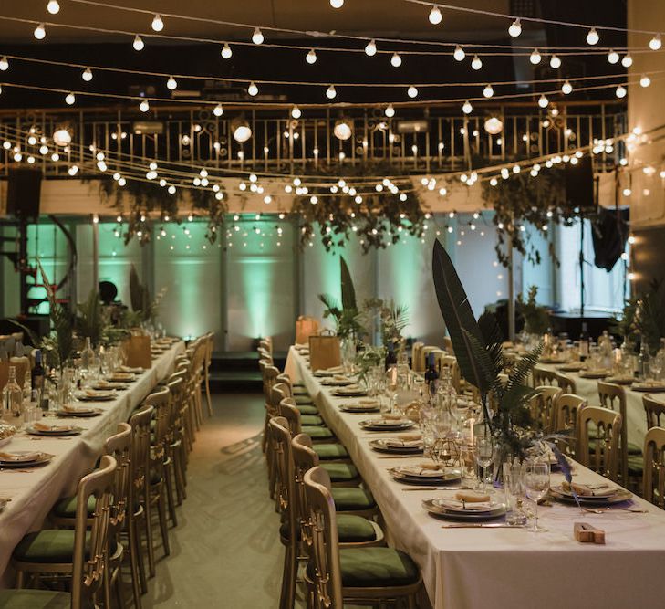 Festoon Lit Wedding Reception