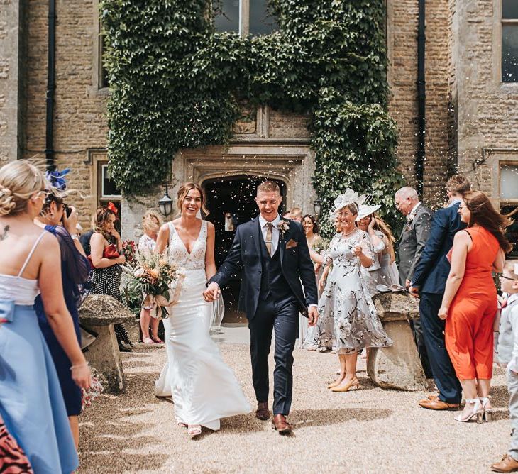 Confetti Exit For Bride and Groom At Hyde House Wedding Venue