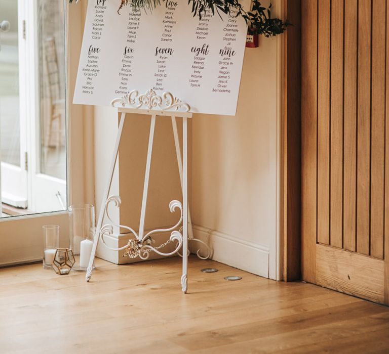 Wedding Table Plan With Foliage Decor