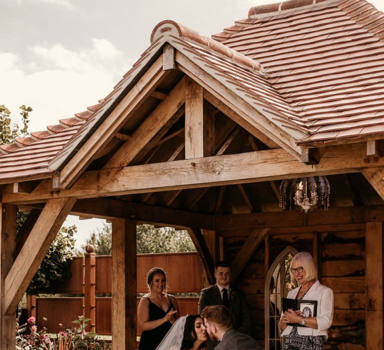 Intimate wedding ceremony at Southend Barns